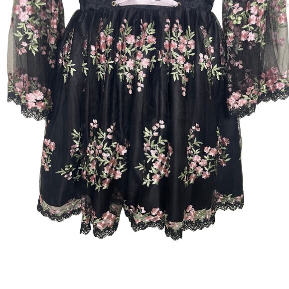 Chasing Fireflies black pink floral corset fairy dress sz 12 - Picture 8 of 8